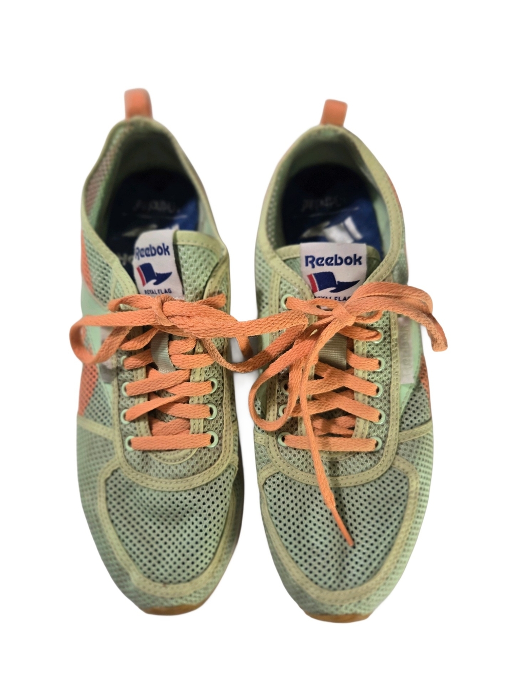 Reebok Lime Green Perforated Sneakers with Bright Orange Accents Ortho Comfy 7